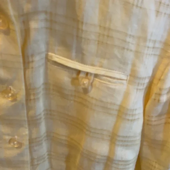 Sag Harbor Petite Women’s Linen Yellow Button Down Long-Sleeve Top PXS - Picture 5 of 5